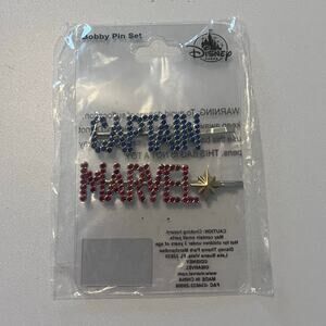 Disney Parks Marvel - Captain Marvel Bobby Pin Set / 2 Hair Accessories Red Blue